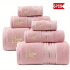 6pcs bath towel set 2 washcloth 2 bath bath towel embroidered absorbent thick towels for daily use and bathroom essentials 100 cotton fabric for christams gift