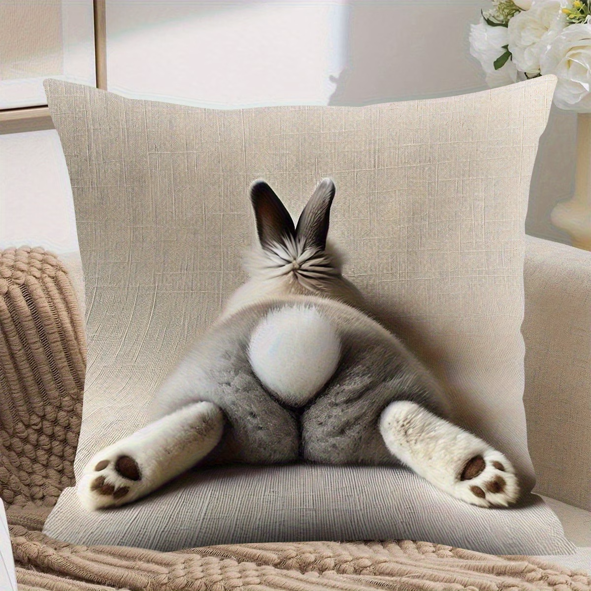 1pc Pillowcase, Cute Bunny Design! Playful and Adorable Pillow...