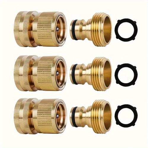 item picture 6pcs solid brass connectors 6pcs 10pcs 14pcs solid brass garden hose quick connectors fittings for male female water hose 3 4 inch ght thread
