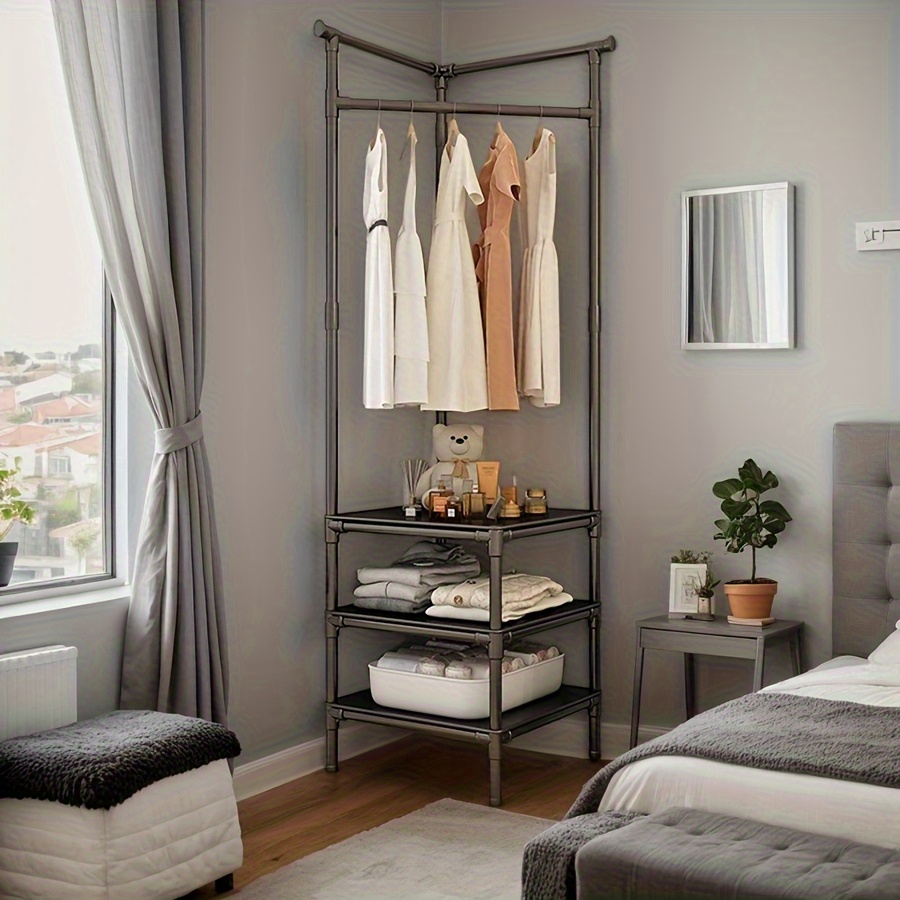 korean corner clothing racks freestanding corner coat rack all in shelf household multi functional hanger for rental homes and indoor use Product details 4