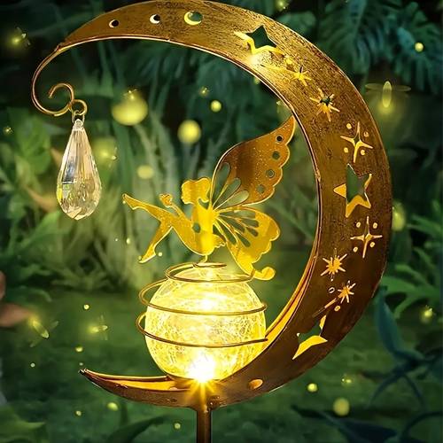 1pc solar garden statue outdoor decoration figurine stake for housewarming decor in yards lawns and as well as festive ornaments for christmas halloween and thanksgiving unique gift for gardening loving