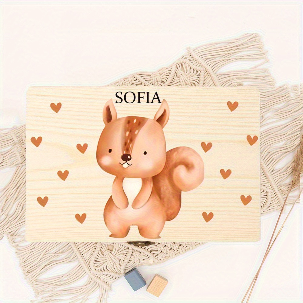 Personalized Baby Wooden Covered Storage Box for Newborns