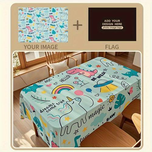 dr custom photo logo polyester tablecloth personalized print for weddings birthdays anniversaries events durable machine fabric no electricity needed easy decor birthday table cloth event table decoration setting material wedding decor festive decoration fabric photo tablecloth celebration
