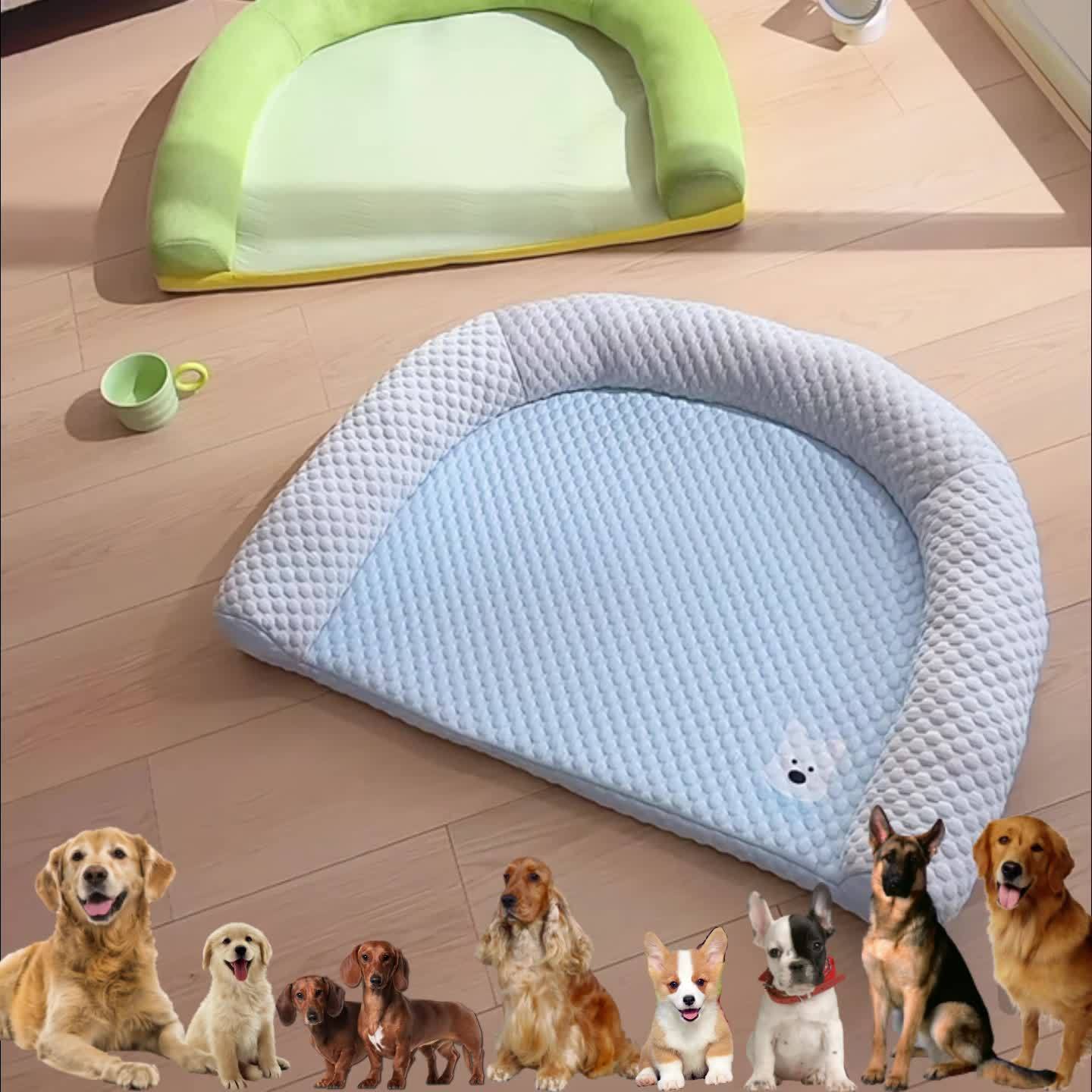 polka dot dog bed with pillow   hot cold oval pet mat washable striped design for medium small dogs   dog nest pad essential summer cooling bed for small to medium dogs Product details 8