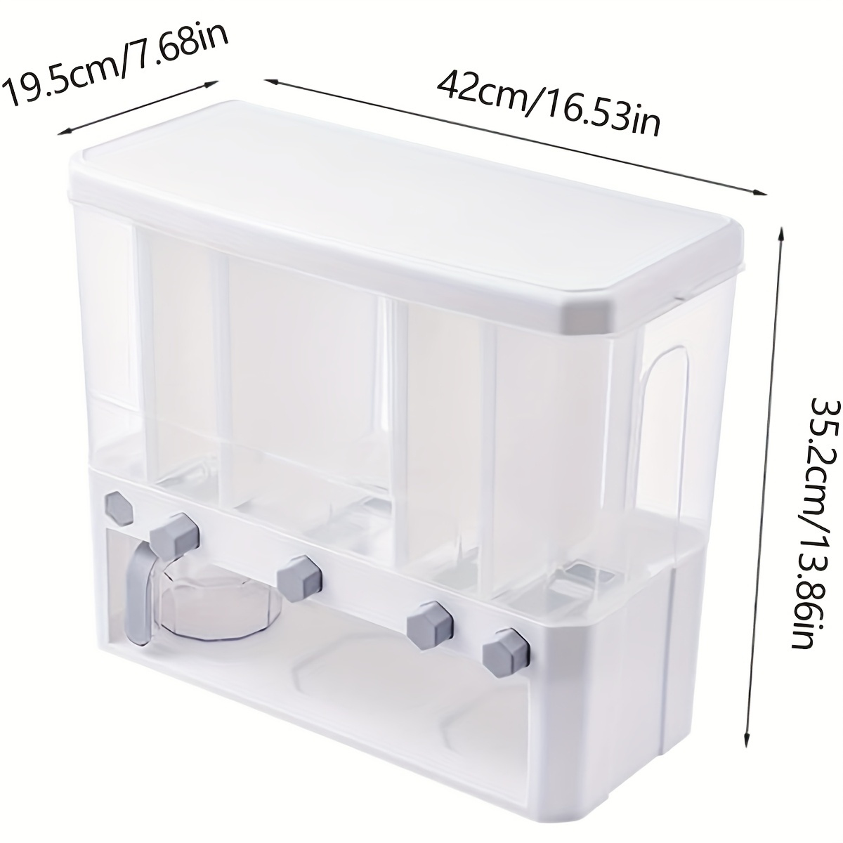 PMMJ Airtight Dry Food Storage Containers with Measuring Cup - Space-Saving Square Design, Clear Pantry Organization for Cereal, Rice, Nuts, Beans, Snacks & Coffee Beans - Durable Plastic, Hand Wash Only, Kitchen Storage Solution | Modern Kitchenware | Reusable Container