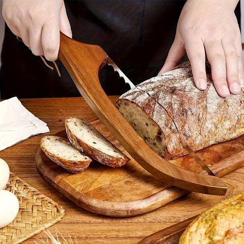 premium wooden bread knife with ergonomic handle adjustable blade for slicing suitable for and pastry rustic kitchen tool natural wood design
