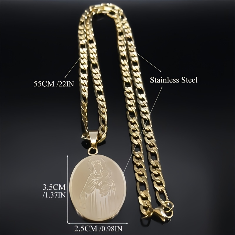 Men's 2pcs Virgin Mary Pendant Necklace — 18K Plated