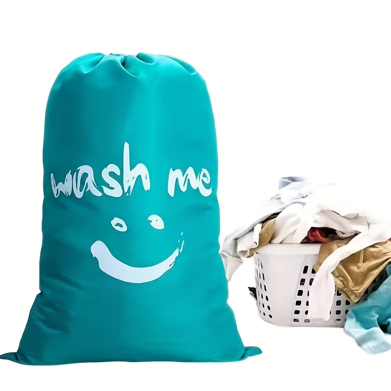 Large Drawstring Laundry Bag - Durable Polyester Fiber With A Face And "" Label, Spacious Oval And Rectangular Designs, Suitable For Travel, Home Storage, Clothing Organizer, Laundry Accessory, Design