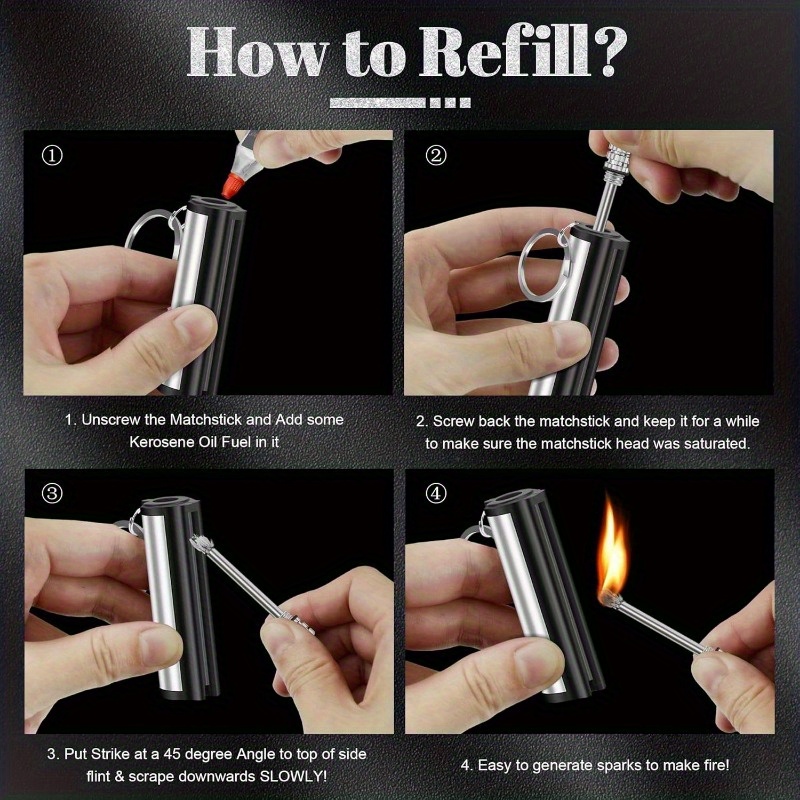 TEMU 10pcs Metal Matches , Permanent Matches, Matches, Emergency Matches Firefighter Set, Metal Keychain Infinite Waterproof Sticks (no Fuel)