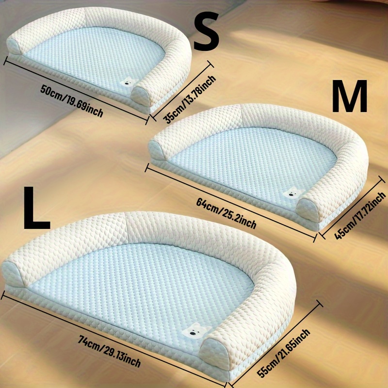 polka dot dog bed with pillow   hot cold oval pet mat washable striped design for medium small dogs   dog nest pad essential summer cooling bed for small to medium dogs Product details 4