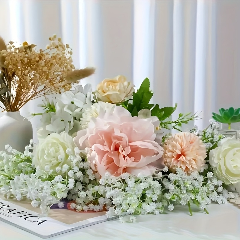 17pcs babys breath real touch simulation flowers artificial flower center decoration spring and summer decorations suitable for home office wedding party vase and flower decoration anniversary halloween easter thanksgiving st patricks day valentines day multifunctional plastic   does not   vases