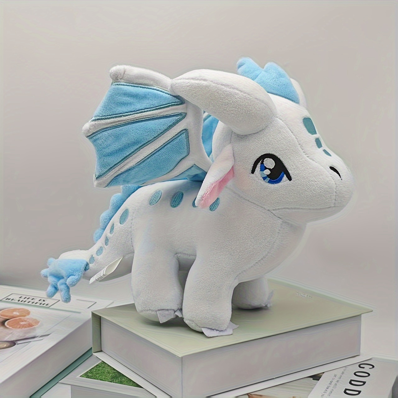 白い大きな目のドラゴンのぬいぐるみ動物人形 - toys & games - temu