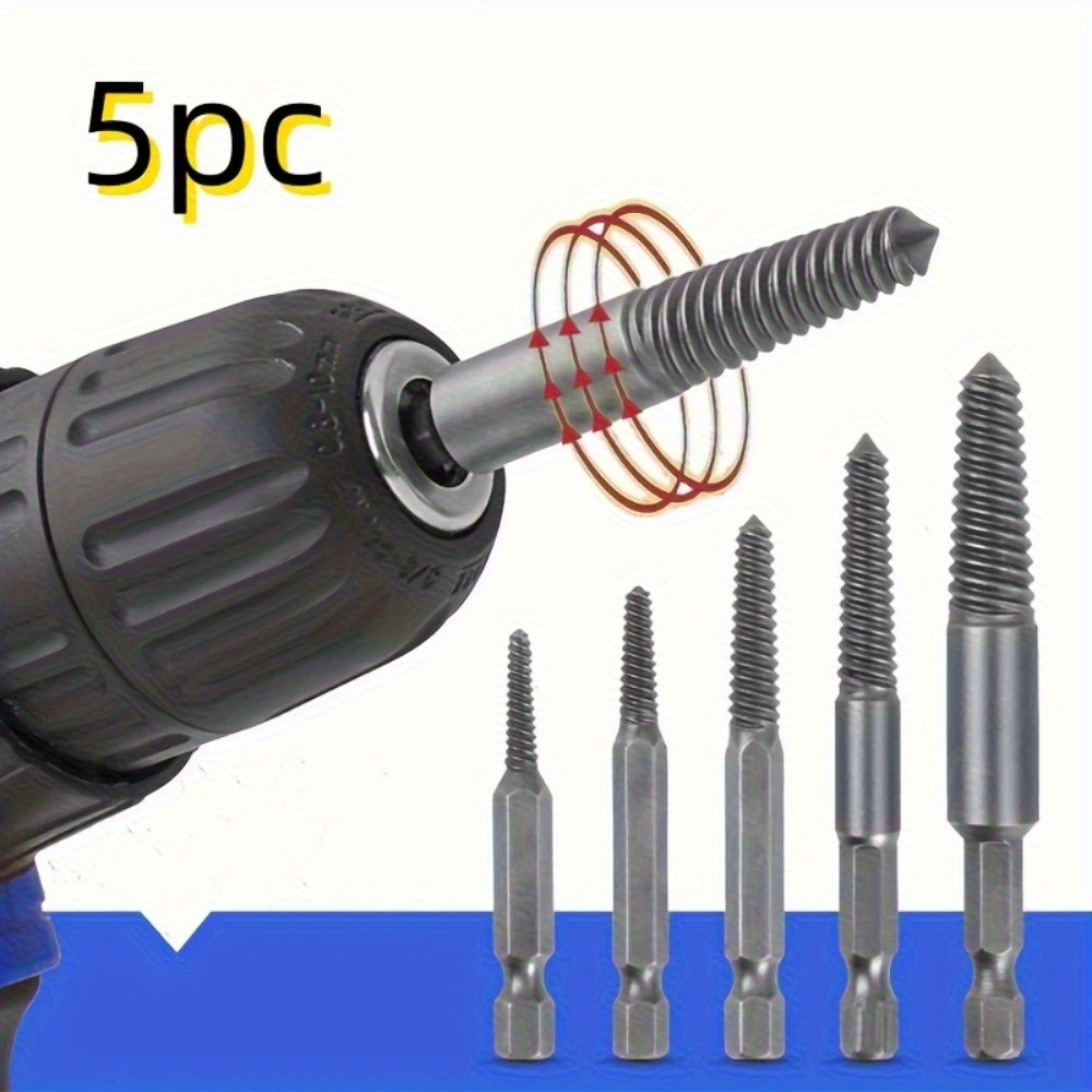 Juego de extractores de tornillos - Kit resistente para remover tornillos dañados, oxidados y desgastados, con destornillador para taladro eléctrico y vástago hexagonal