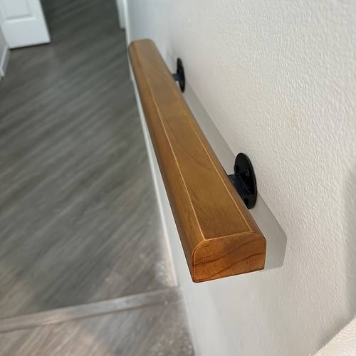 1pc solid pine wood stair handrail non slip wall mounted safety rail with black metal brackets for indoor outdoor use elderly disabled access bathroom stair safety disability aid modern natural