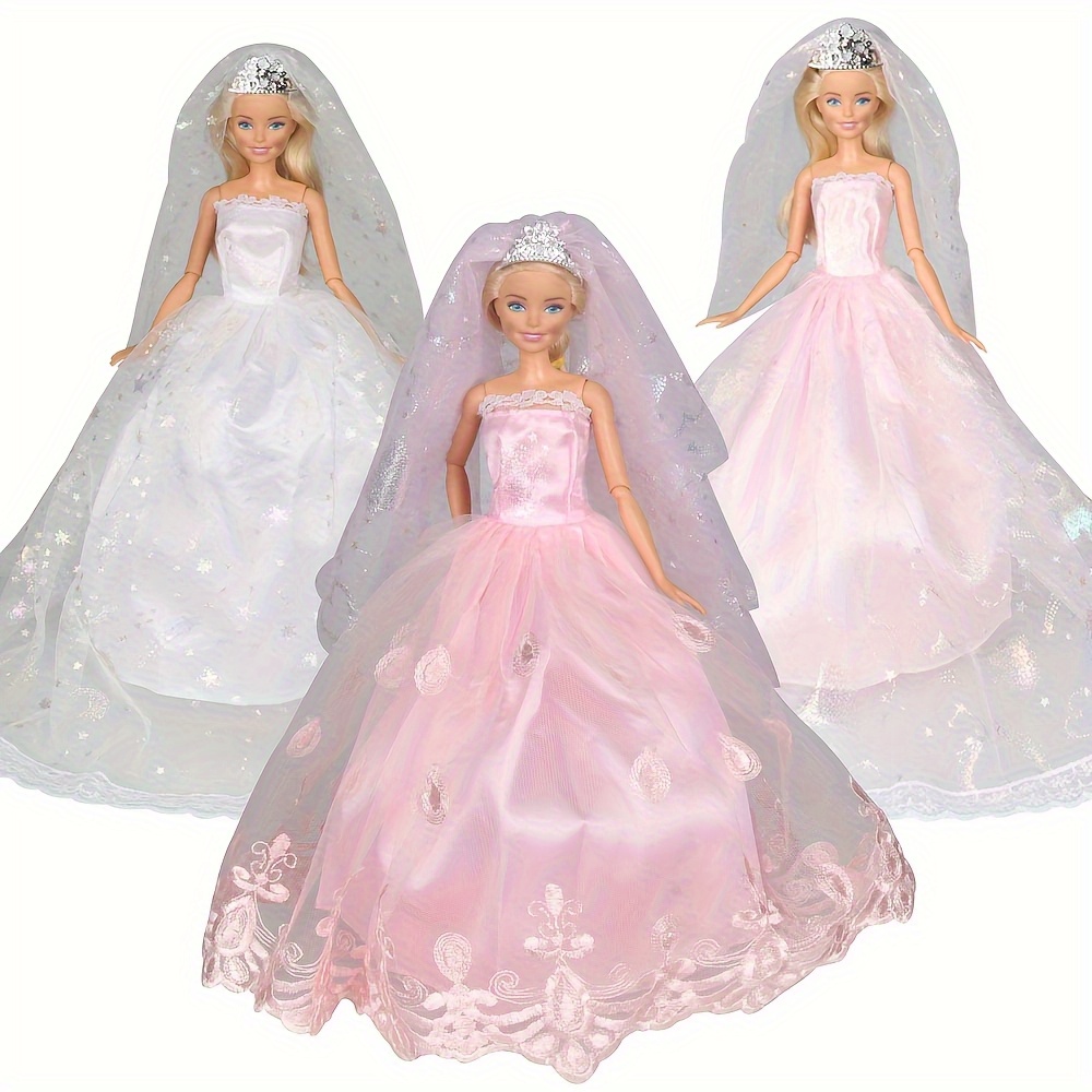 juego vestidos muñecas: vestido boda corona Temu Guatemala