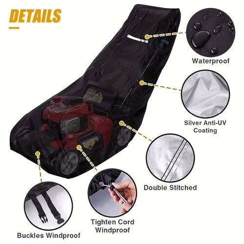 durable waterproof lawn mower resistant 210d oxford cloth with secure drawstring and storage for outdoor use black fullseason cover versatile garden cover durable oxford fabric lawn mower accessories