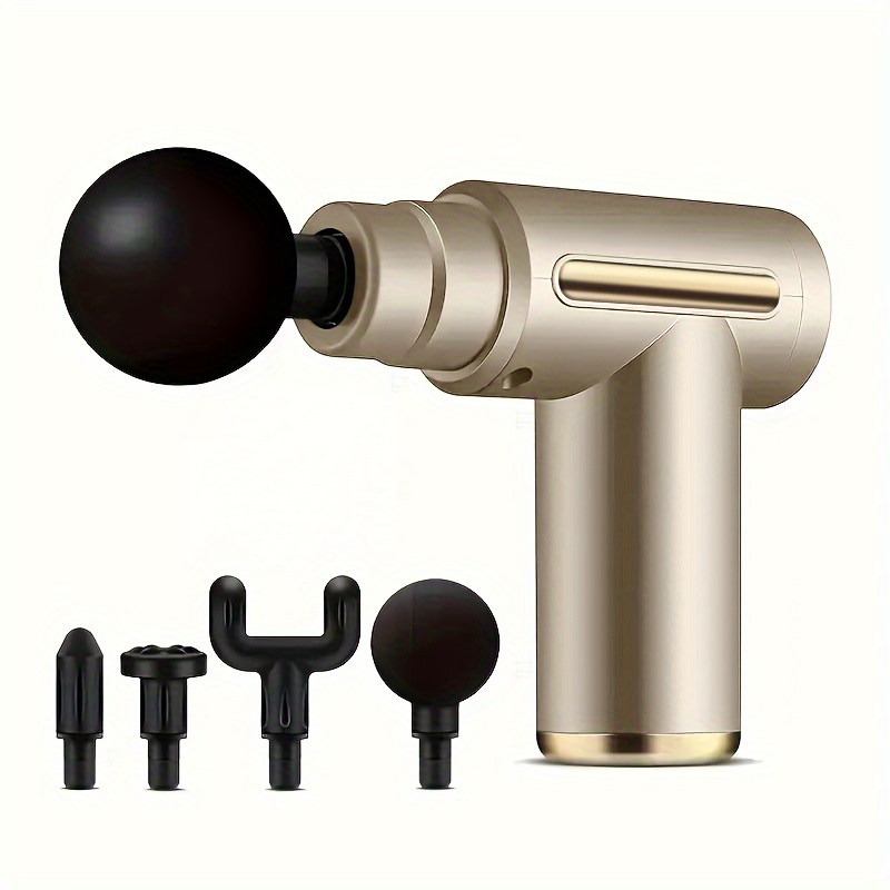6pcs Set with All Accessories Compact High Torque, Deep Tissue Relaxation - USB Rechargeable, Ergonomic Handle in Stylish Black and Golden Design, Powerful Motor for and Massager