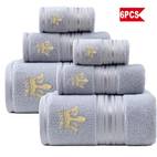6pcs bath towel set 2 washcloth 2 bath bath towel embroidered absorbent thick towels for daily use and bathroom essentials 100 cotton fabric for christams gift