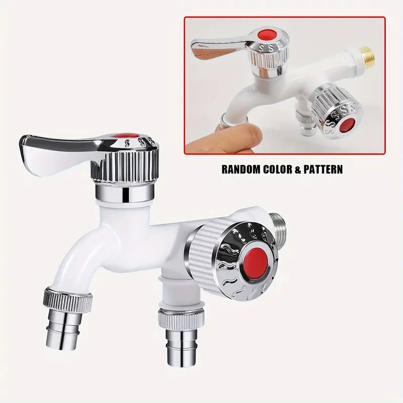 1 Rubinetto a doppia bocca per impieghi gravosi - Attacco per tubo da 1/2 pollice per lavatrici, lavelli multiuso - Plastica resistente arancione, facile da installare, montaggio a parete, con manopole antiscivolo, adatto per lavanderia, cucina e bagno 4
