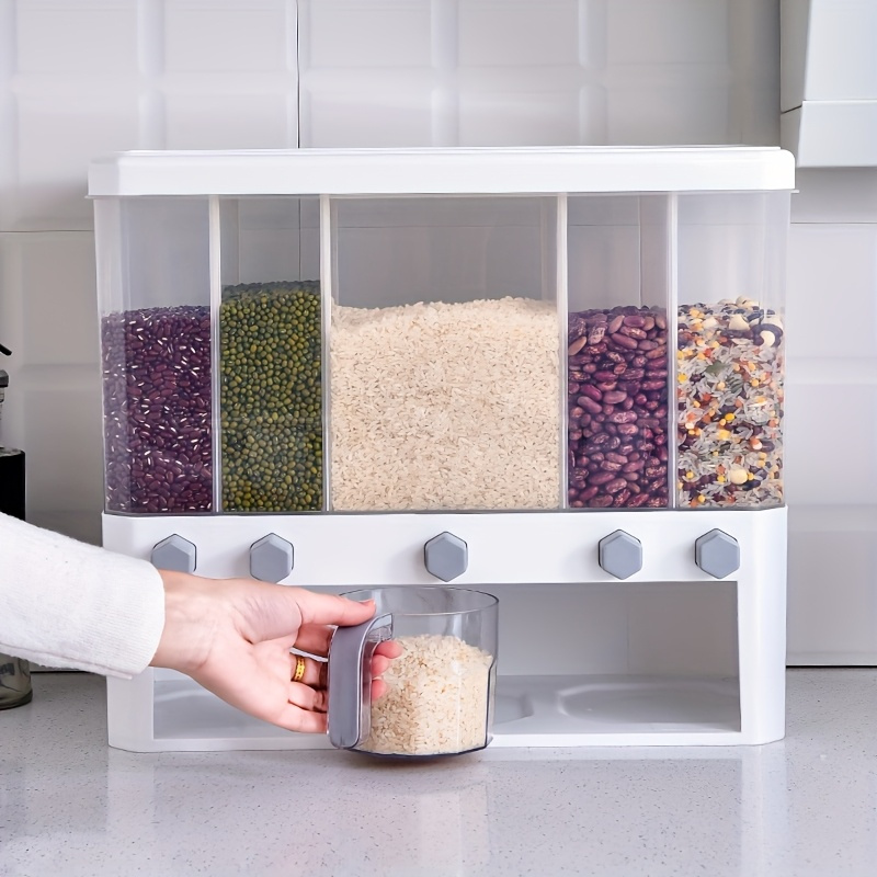 PMMJ Airtight Dry Food Storage Containers with Measuring Cup - Space-Saving Square Design, Clear Pantry Organization for Cereal, Rice, Nuts, Beans, Snacks & Coffee Beans - Durable Plastic, Hand Wash Only, Kitchen Storage Solution | Modern Kitchenware | Reusable Container