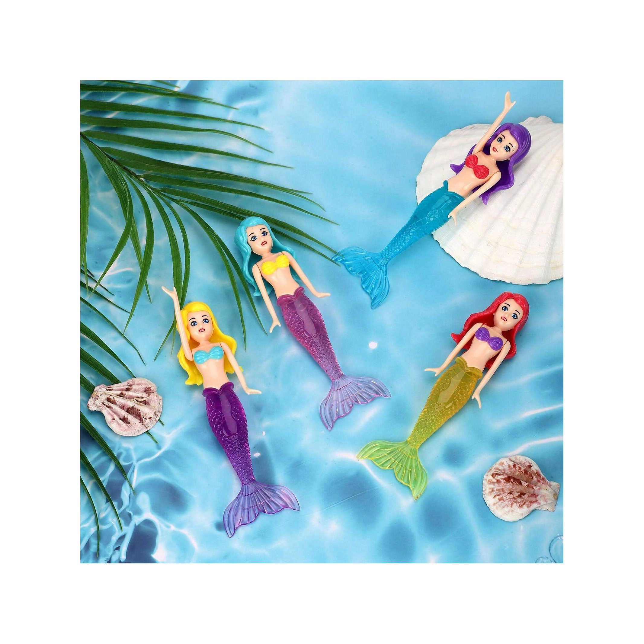 Lot De 2 Jouets De Plongée Sirène – Avec Coquillage Rose Et 6 Bijoux – Matériau Léger Et Sécurisé – Pour Piscine, Plage, Baignoire – Parfait Pour Fêtes à Thème Sirène – Dès 3 Ans
