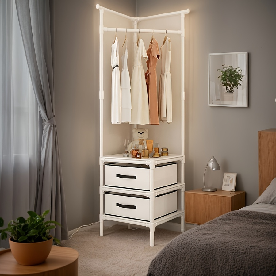 korean corner clothing racks freestanding corner coat rack all in shelf household multi functional hanger for rental homes and indoor use Product details 1