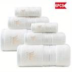 6pcs bath towel set 2 washcloth 2 bath bath towel embroidered absorbent thick towels for daily use and bathroom essentials 100 cotton fabric for christams gift
