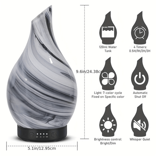 technology cool mist essential oil diffuser with 7 color night light auto shut off suitable for home aromatherapy diffuser with 4 timer settings operation waterless shut fill for bedroom office