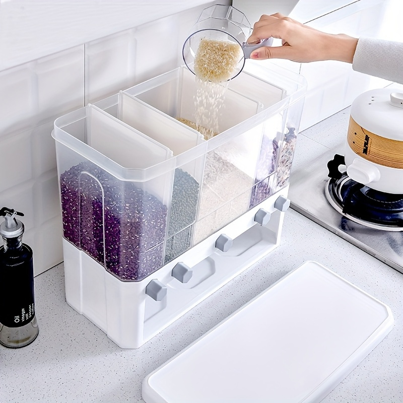 PMMJ Airtight Dry Food Storage Containers with Measuring Cup - Space-Saving Square Design, Clear Pantry Organization for Cereal, Rice, Nuts, Beans, Snacks & Coffee Beans - Durable Plastic, Hand Wash Only, Kitchen Storage Solution | Modern Kitchenware | Reusable Container