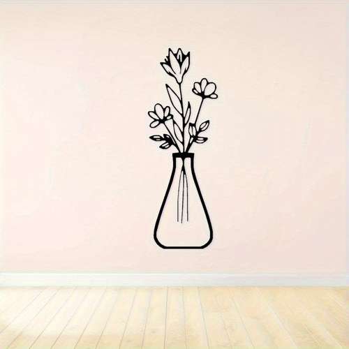Zzbakress 3 Pcs Metal Flower Wall Art - Modern Fower Decor Minimalist Wire Decor For Kitchen, Bedroom, Bathroom, Patio, Garden, Balcony, Yard, Office (Black, Floral-1