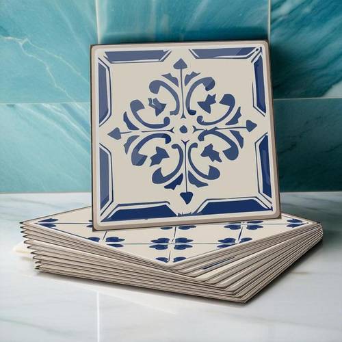 24pcs set spanish portuguese style peel and stick splash guard tile stickers size 10 10cm x 15 15cm vinyl waterproof removable tile decals suitable for bathroom and kitchen