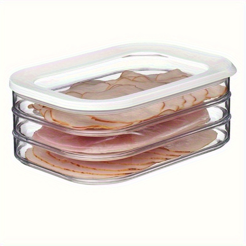4 layer transparent food storage container set bpa free plastic refrigerator organizer stackable kitchen freshness keeper for     meat cheese dishwasher safe