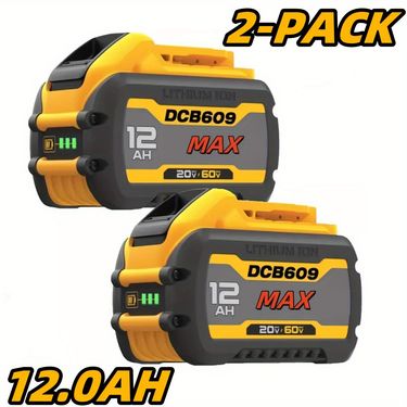 1/2/4pcs 12.0Ah 20V/60V MAX Replace for Dewalt DCB612 DCB609 Battery for Dewalt Cordless Power Tools Replace for Dewalt 20V/60V Battery DCB612 DCB610 for Dewalt 20-60V Battery