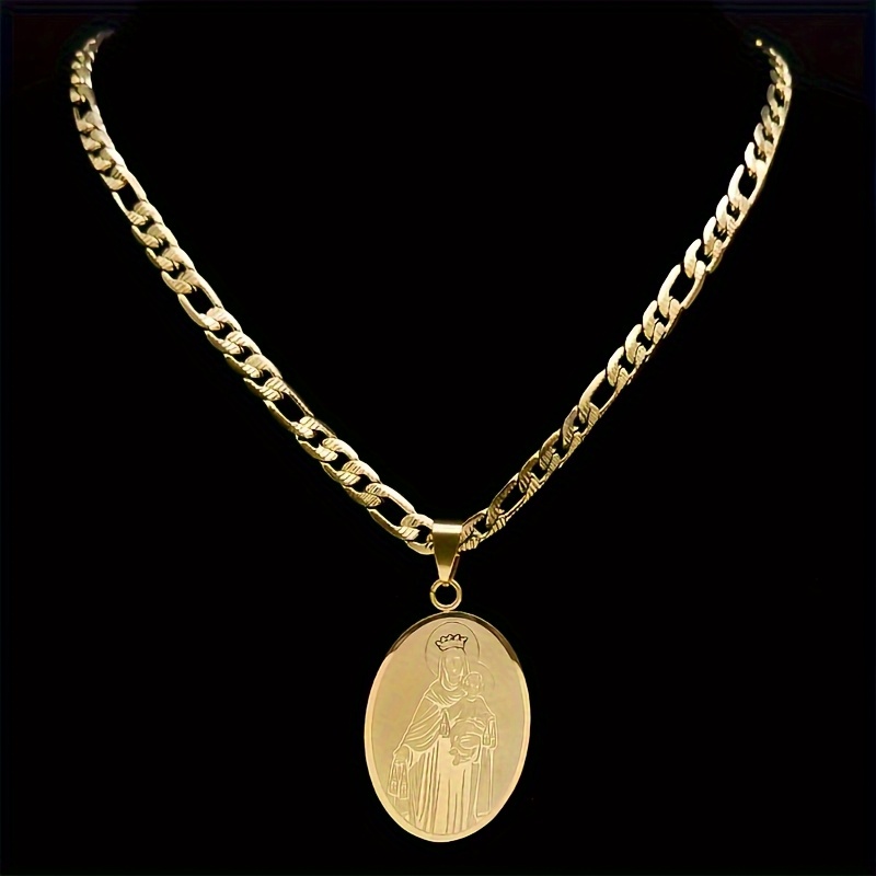 Men's 2pcs Virgin Mary Pendant Necklace — 18K Plated