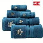 6pcs bath towel set 2 washcloth 2 bath bath towel embroidered absorbent thick towels for daily use and bathroom essentials 100 cotton fabric for christams gift