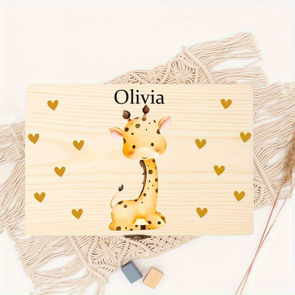 Personalized Baby Wooden Covered Storage Box for Newborns