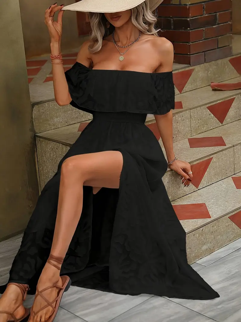 womens elegant shoulder maxi dress flowy beach party wedding - Temu womens elegant shoulder maxi dress flowy beach party wedding - Temu