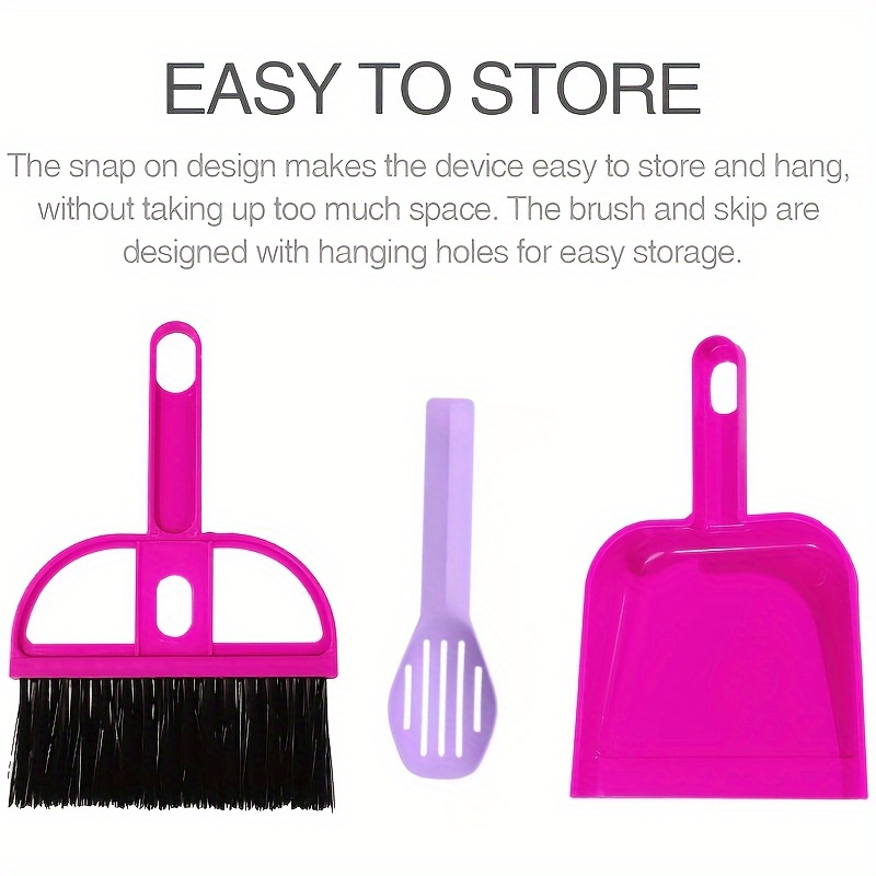 3pcs Mini Hand Broom and Dust Tray Set for Small Pets