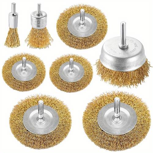 6pcs 8pcs 10 wire brush set with 1 4 inch shank drill brushes brass coated steel wire brushes for rust removal and polishing cleaning drill bit wire brushes