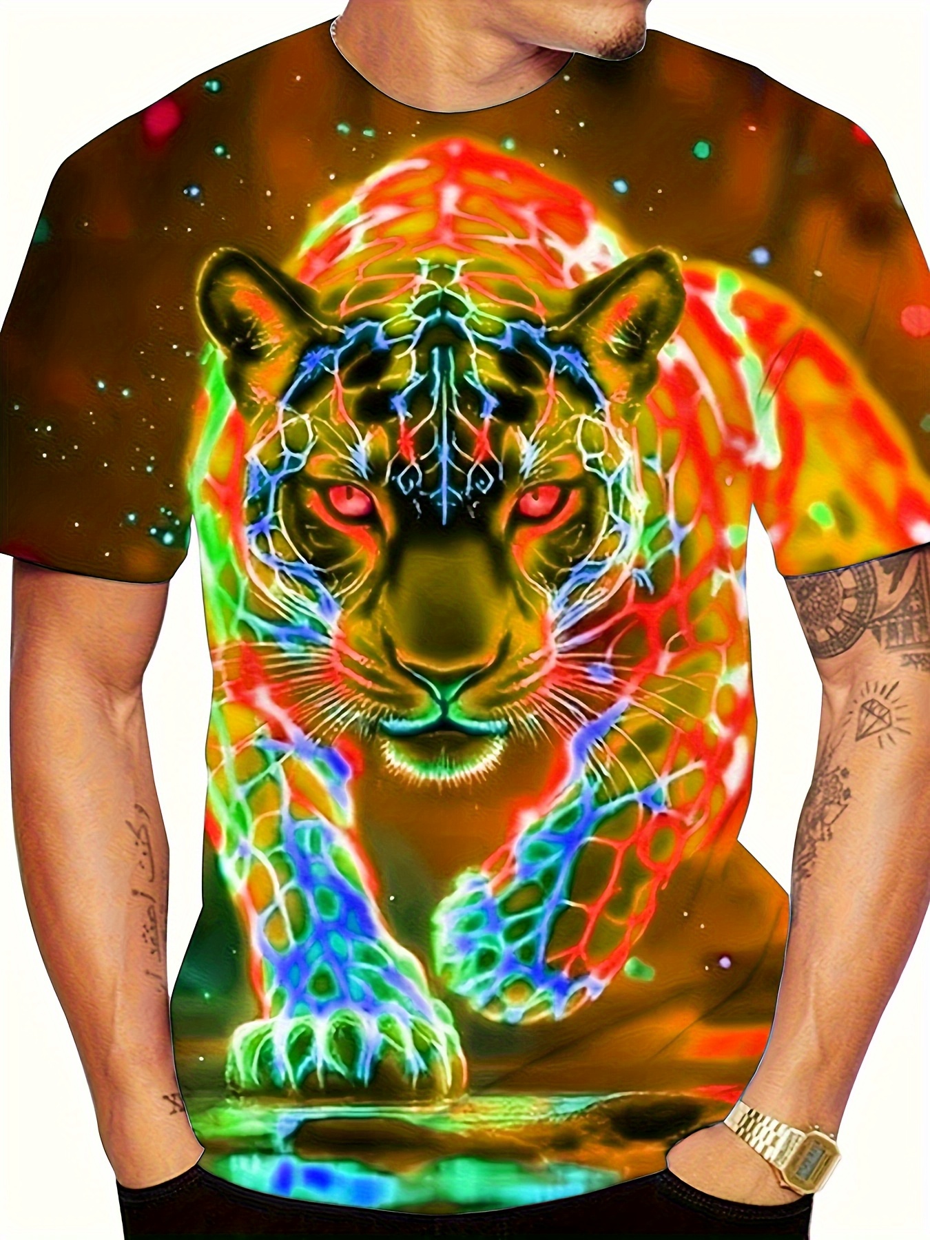 mens streetwear summer t shirt vibrant tiger Temu United Kingdom