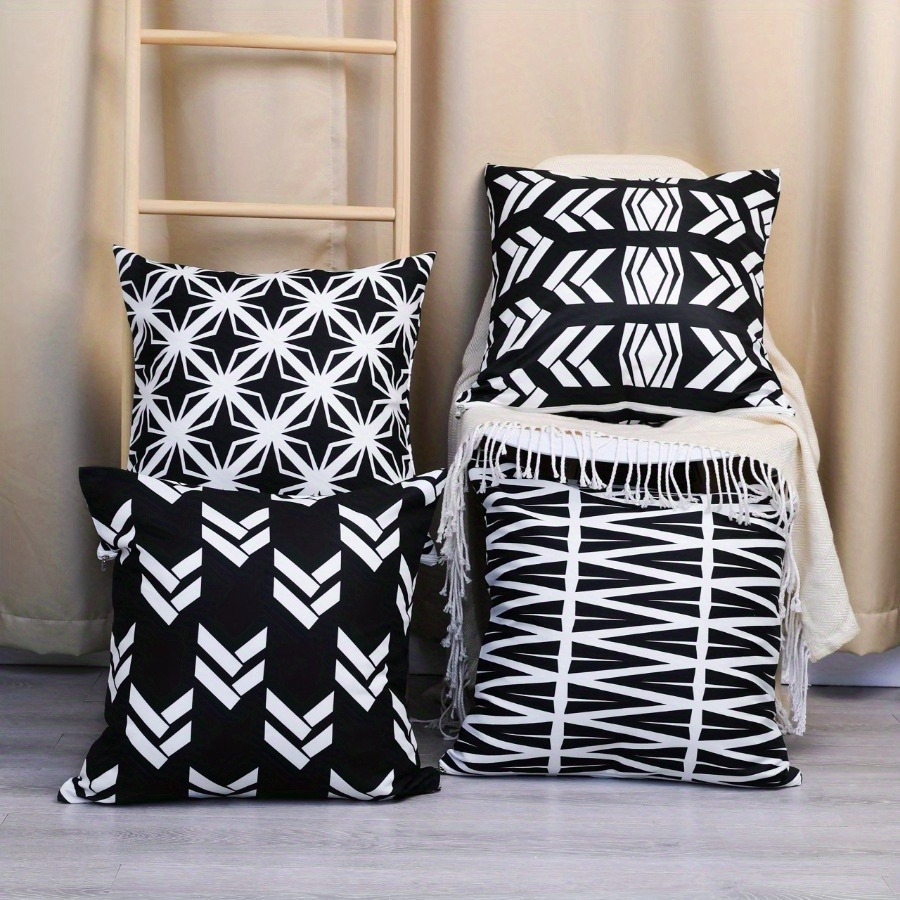 4pcs modern black white striped pillow covers soft Temu Germany