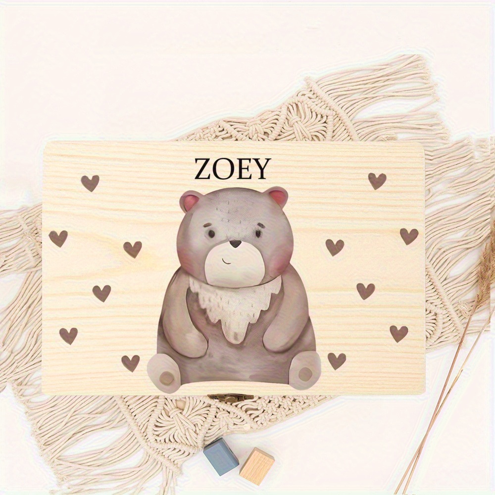 Personalized Baby Wooden Covered Storage Box for Newborns