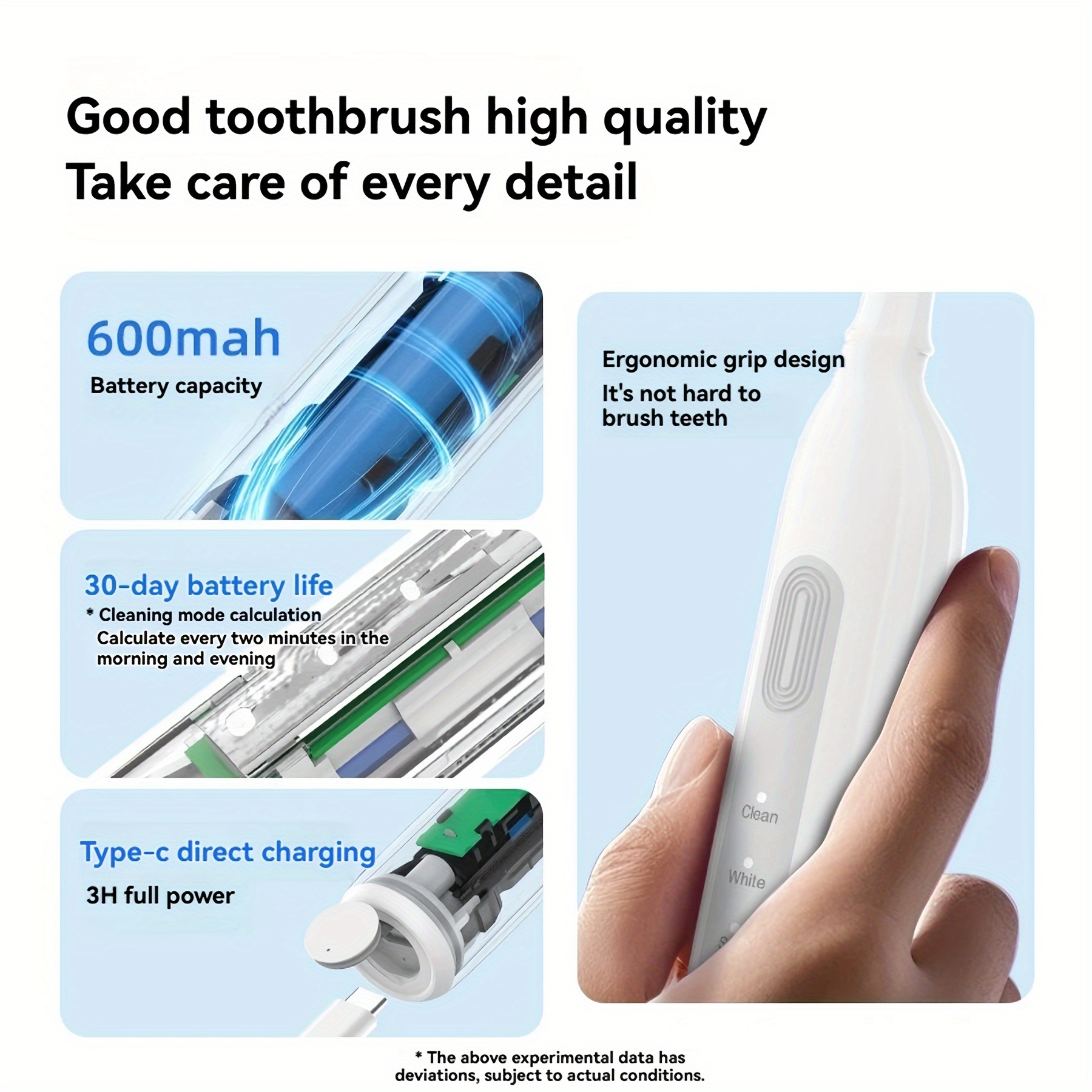 Powerful Rechargeable Electric Toothbrush- Compatible with Oral-B Brush Heads | Includes 10 Long-Lasting Replacement Heads | Ultra-Soft DuPont Bristles | 3 Cleaning Modes | USB-C Fast Charging | IPX7 Waterproof | Great Gift for Family or Travel