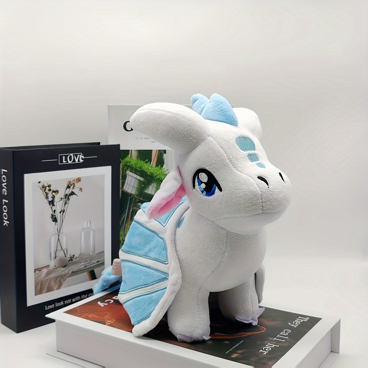 白い大きな目のドラゴンのぬいぐるみ動物人形 - toys & games - temu
