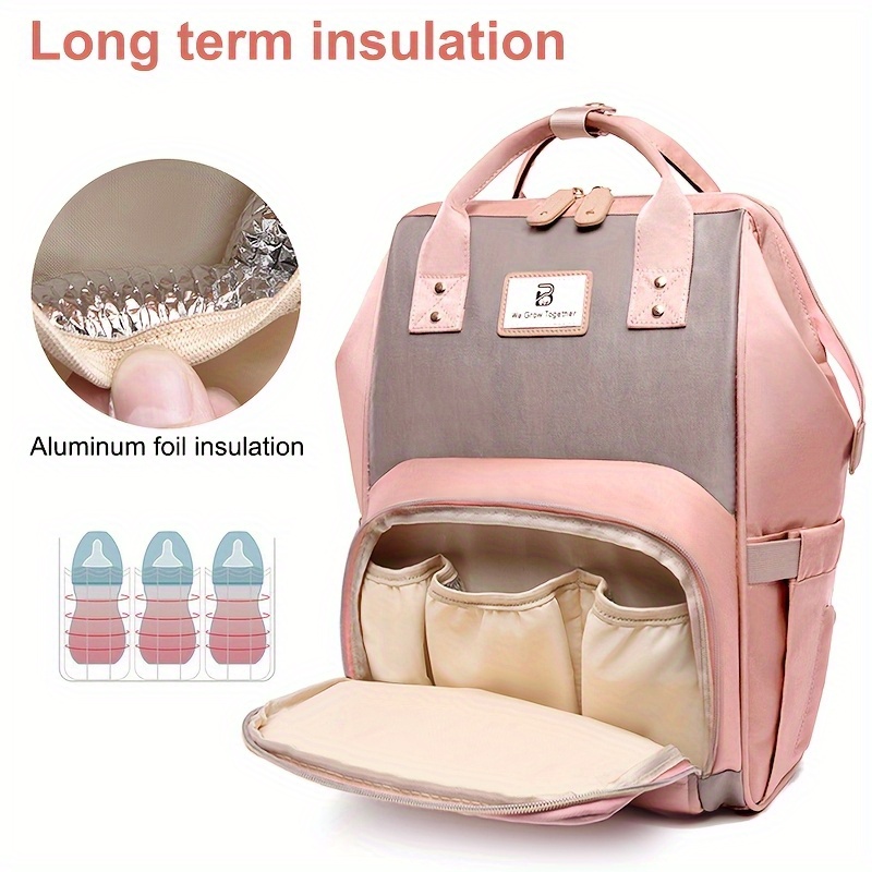 pink baby and mother bag oxford fabric mom travel bag   with   bottle insulation compartments and a crib suitable for carrying on the shoulder or   ideal as a   gift for  