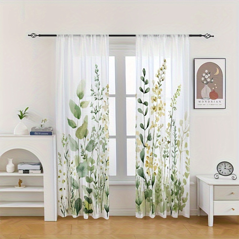 MRTREES 2 Pezzi Tende Voile Trasprarenti Soggiorno con Tasca per Asta 140x137cm