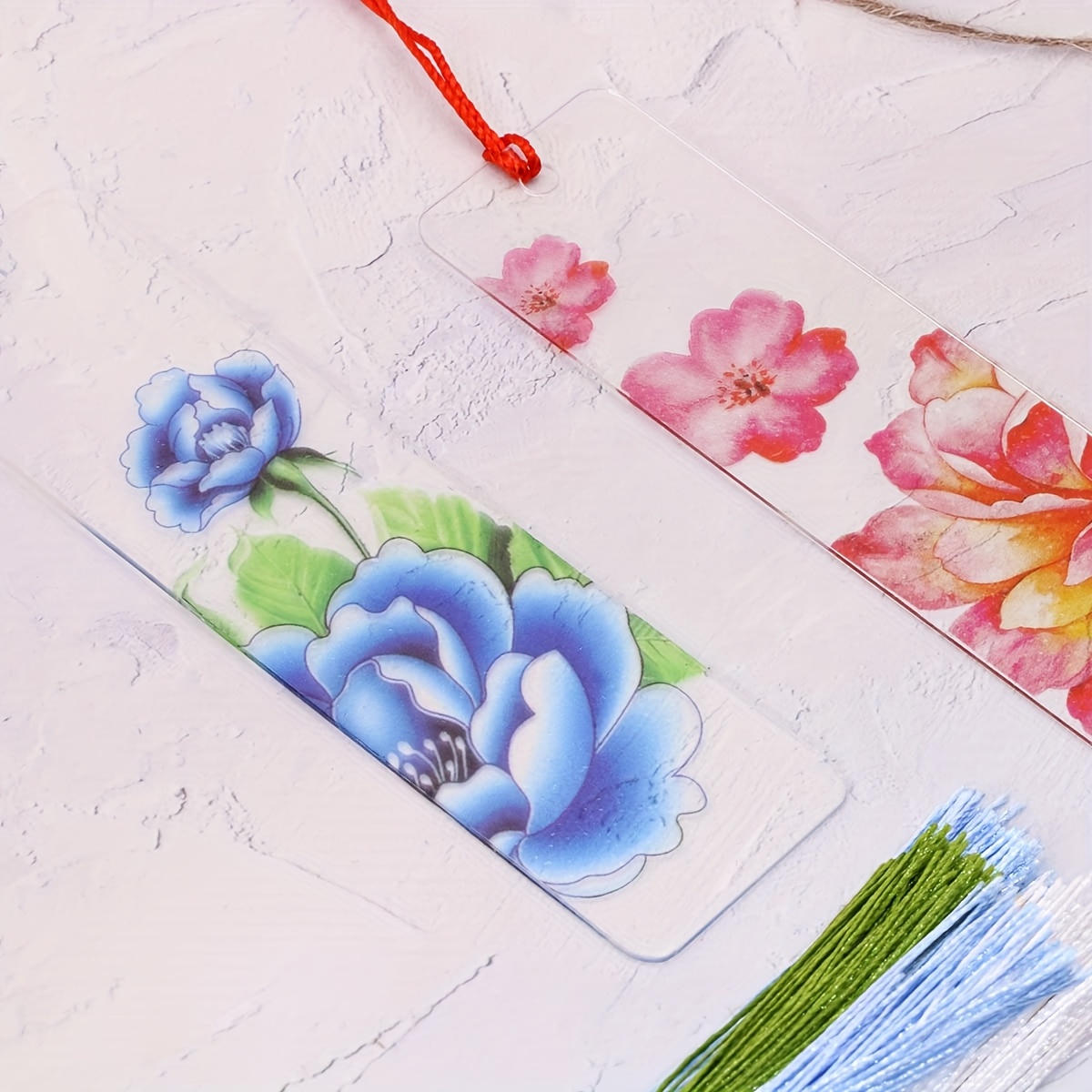 60 Pcs Clear Acrylic Bookmarks - Blank Rectangular Book Markers With Tassels For DIY Crafting
