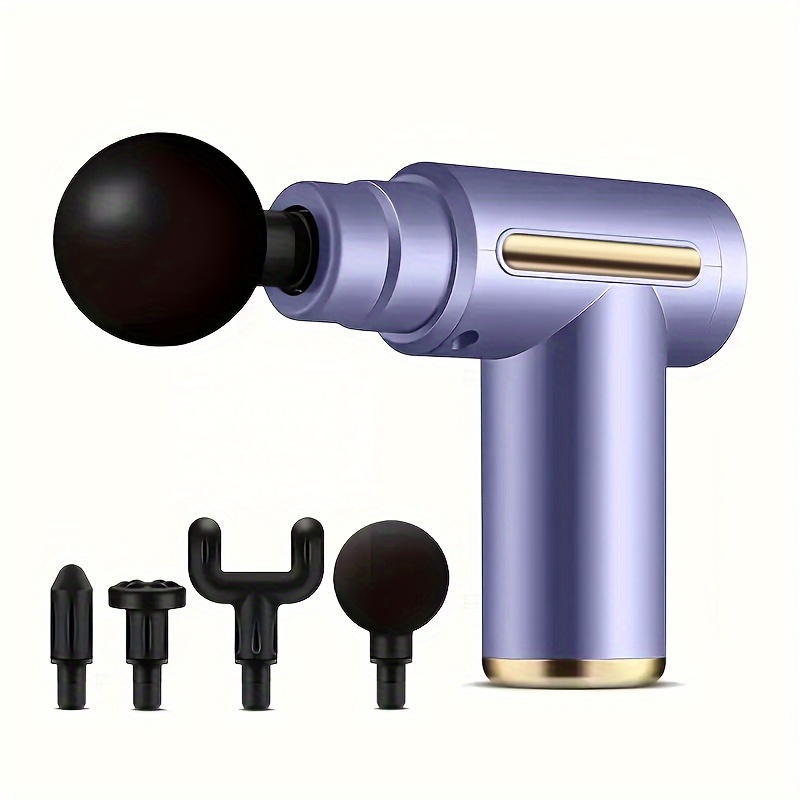 6pcs Set with All Accessories Compact High Torque, Deep Tissue Relaxation - USB Rechargeable, Ergonomic Handle in Stylish Black and Golden Design, Powerful Motor for and Massager