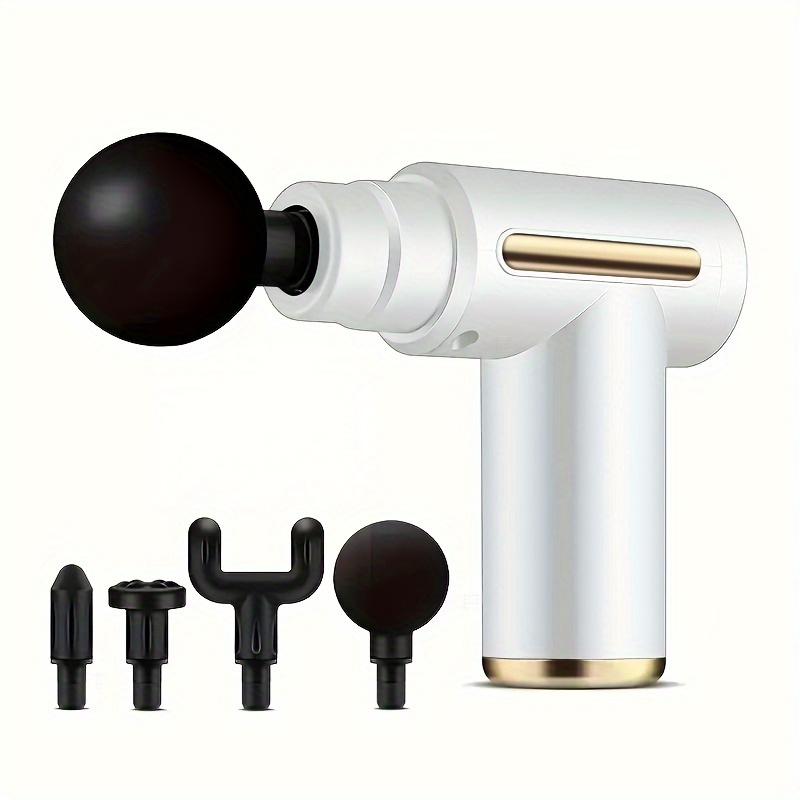 6pcs Set with All Accessories Compact High Torque, Deep Tissue Relaxation - USB Rechargeable, Ergonomic Handle in Stylish Black and Golden Design, Powerful Motor for and Massager