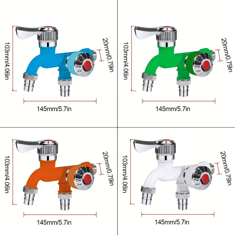 1 Rubinetto a doppia bocca per impieghi gravosi - Attacco per tubo da 1/2 pollice per lavatrici e lavelli multiuso - Realizzato in resistente plastica arancione, facile da installare, a parete, con manopole antiscivolo, adatto per lavanderie, cucine e bagni Dettagli prodotto 0